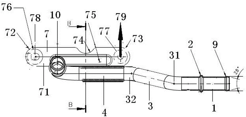 Pipe fitting of engine warm water pipe