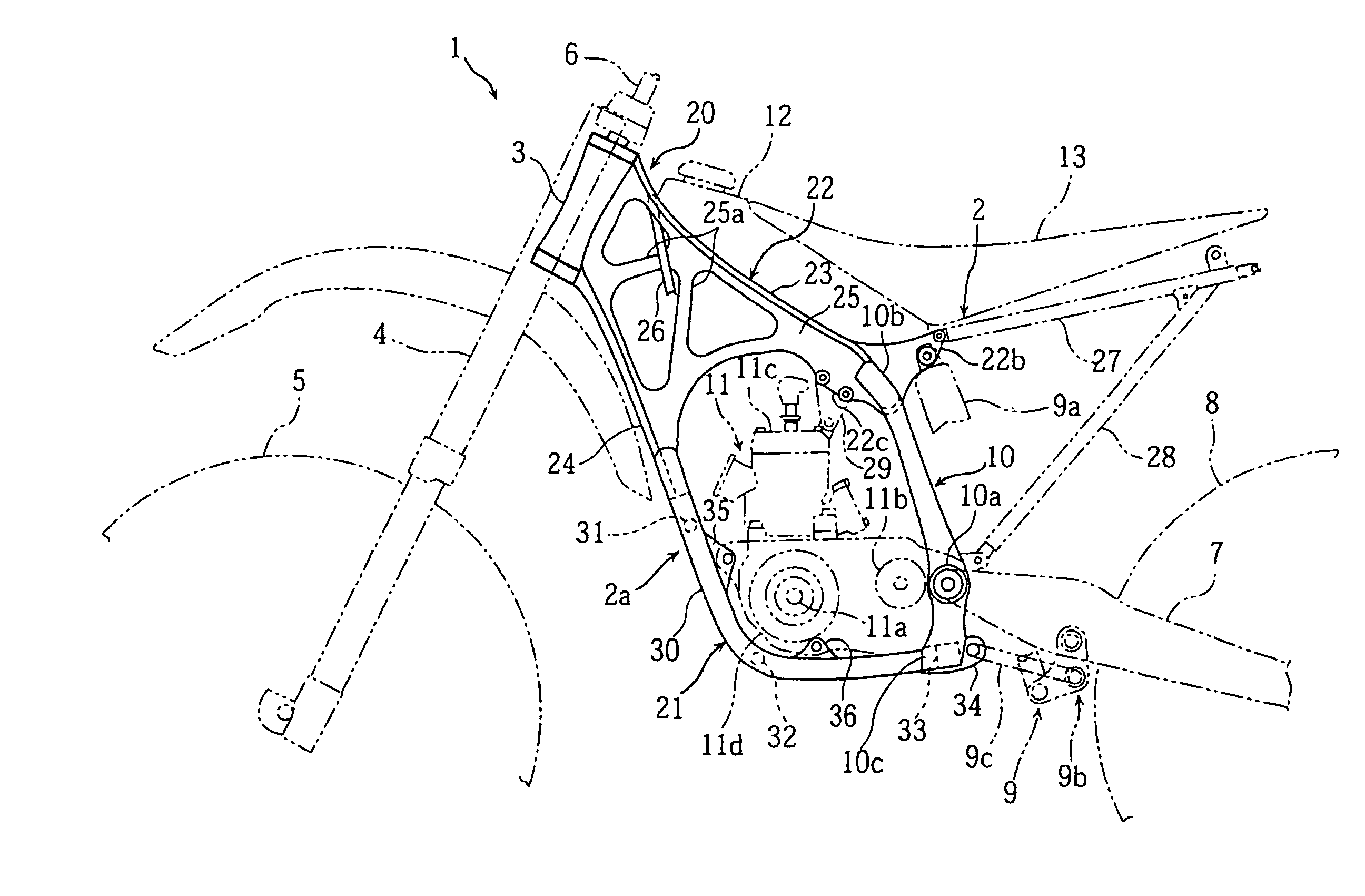 Vehicle body frame for motorcycle