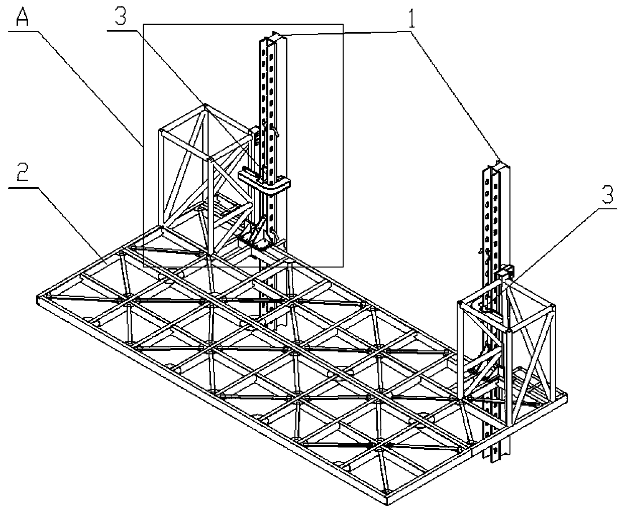 A kind of hydraulic lifting working platform and platform lifting method