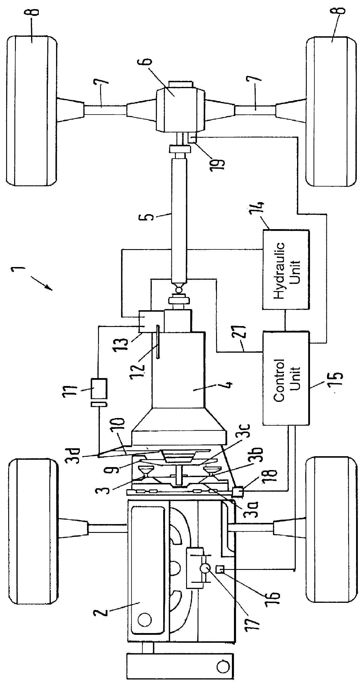 Method of and apparatus for actuating the torque transmitting system and the transmission in the power train of a motor vehicle