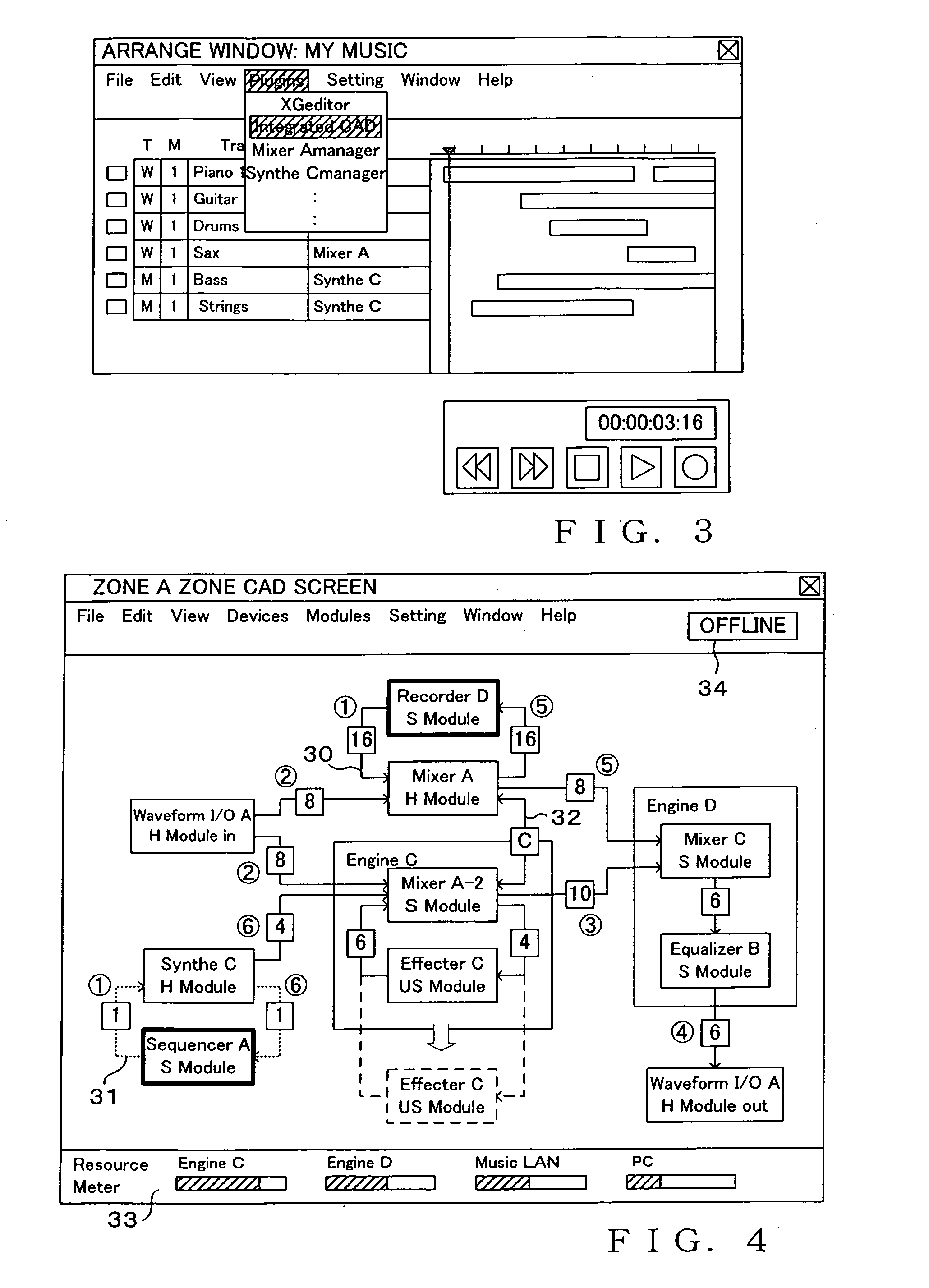Control apparatus for music system comprising a plurality of equipments connected together via network, and integrated software for controlling the music system