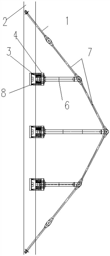 Combined foundation pit support beam string structure