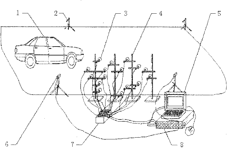 Moving body acoustic field measuring method based on random microphone array