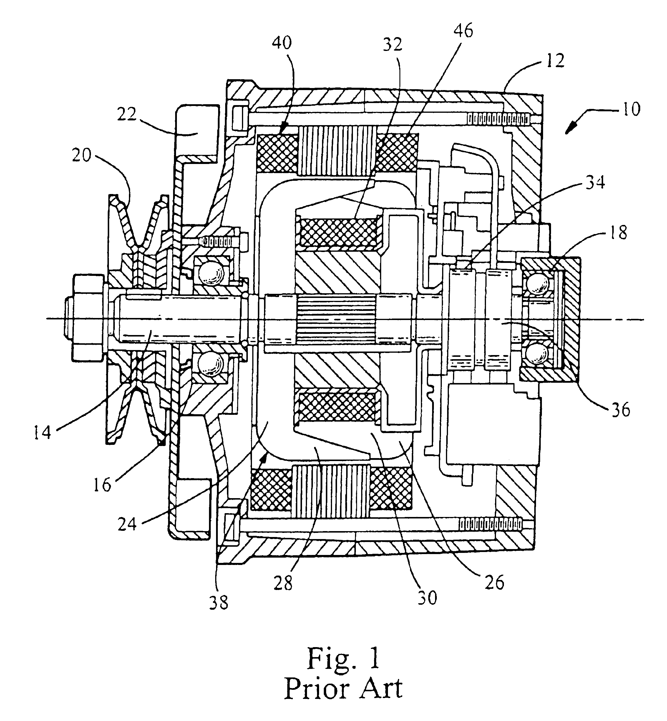 Automotive alternator stator assembly with rectangular continuous wire
