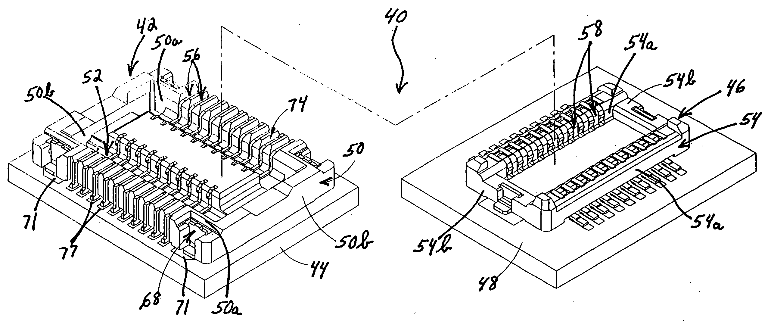 Board-to-board connector with improved terminal contacts