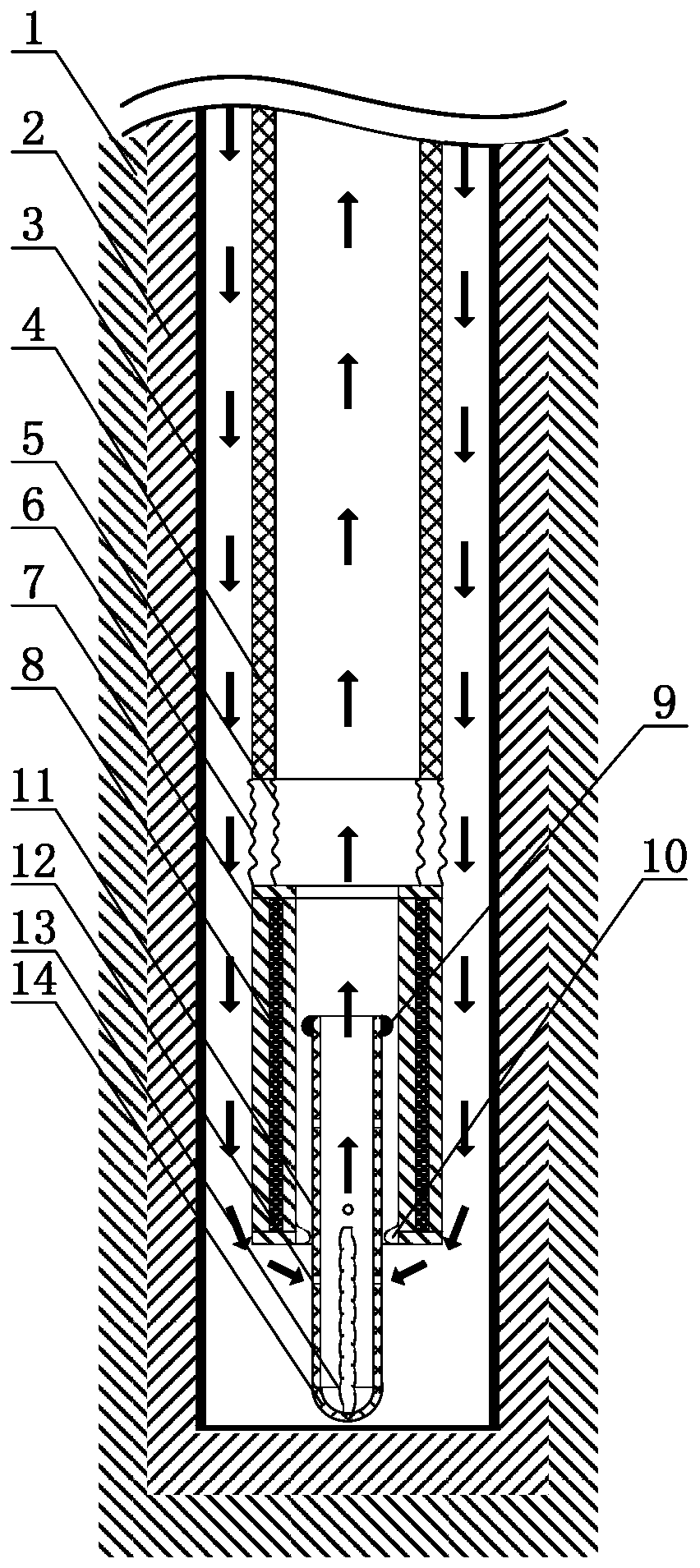 A kind of immersed tube device for middle-deep geothermal well