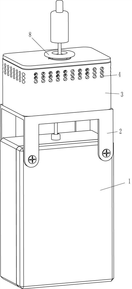 A vertical outlet device for a displacement sensor wire rope