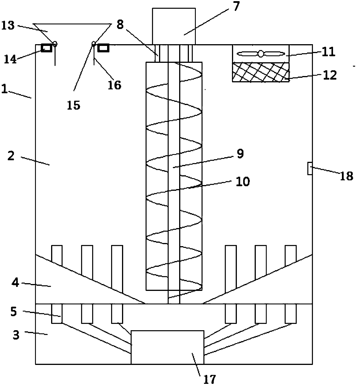 Grain quantitative turn-over drying and dehumidifying device