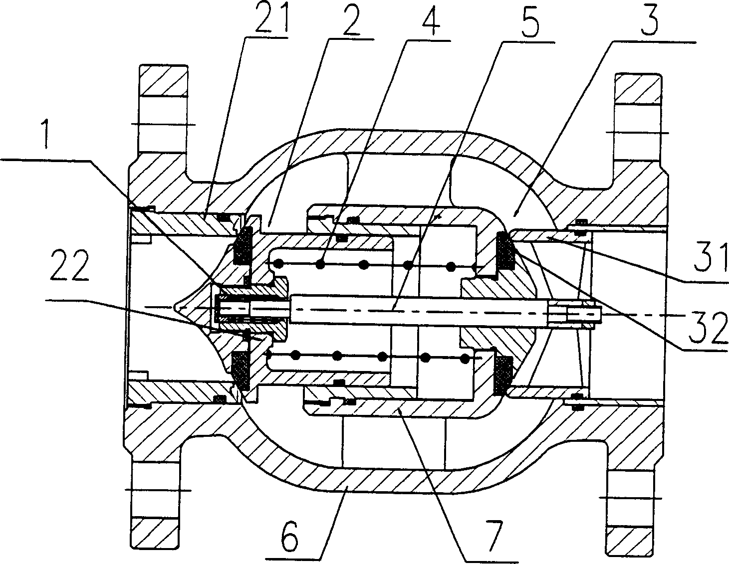 Valve of double non-return device with synchronous sealed actuating device