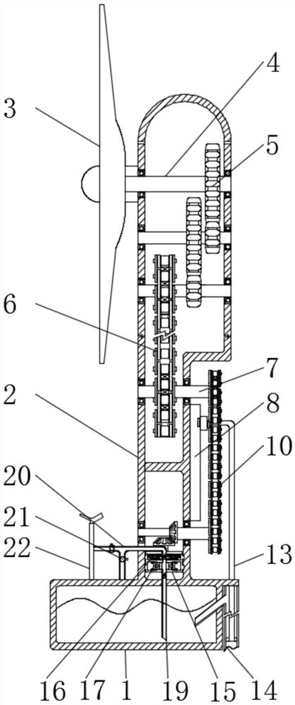 Underground water automatic pumping and automatic irrigating mechanism utilizing wind energy