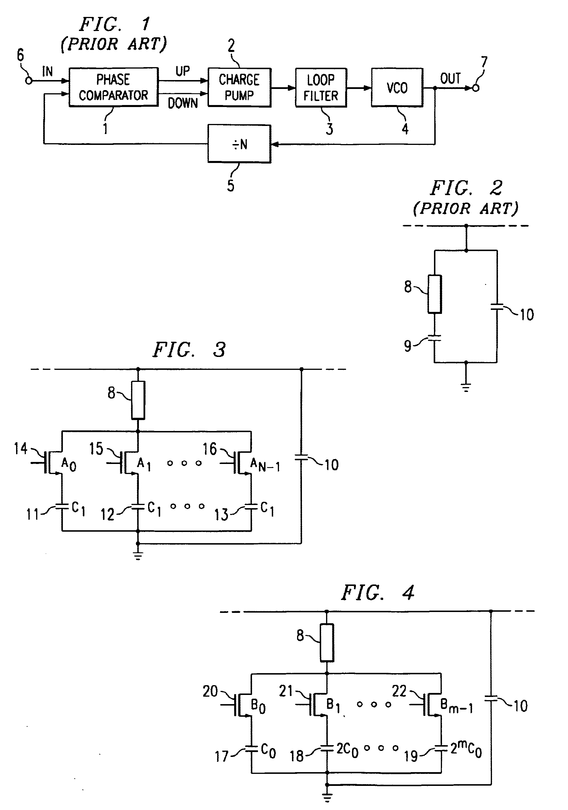 Use of configurable capacitors to tune a self biased phase locked loop