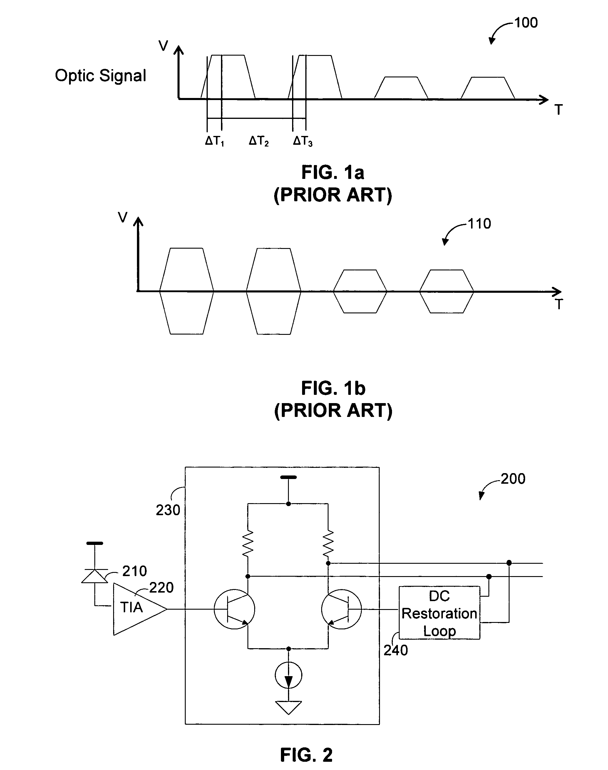 Transimpedance (TIA) circuit usable for burst mode communications