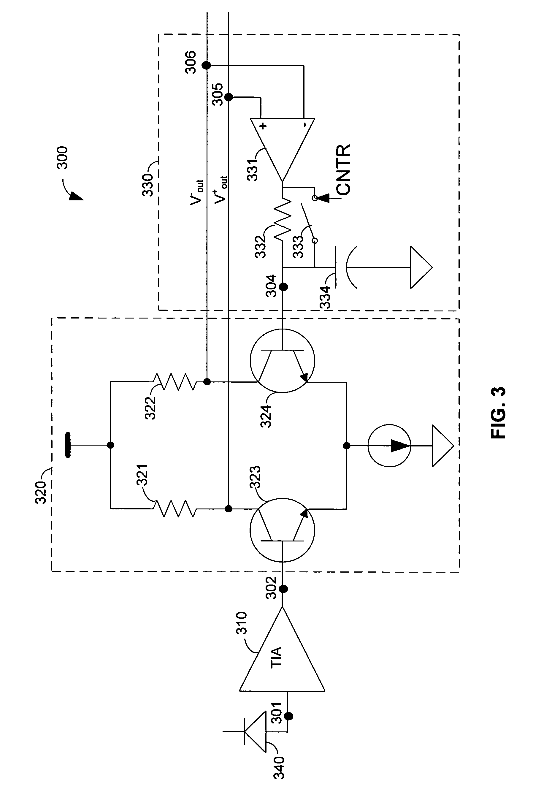Transimpedance (TIA) circuit usable for burst mode communications