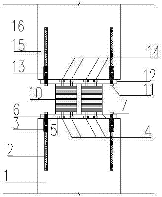 Mounting method for buckle-type asymmetric flange plate seismic isolation support