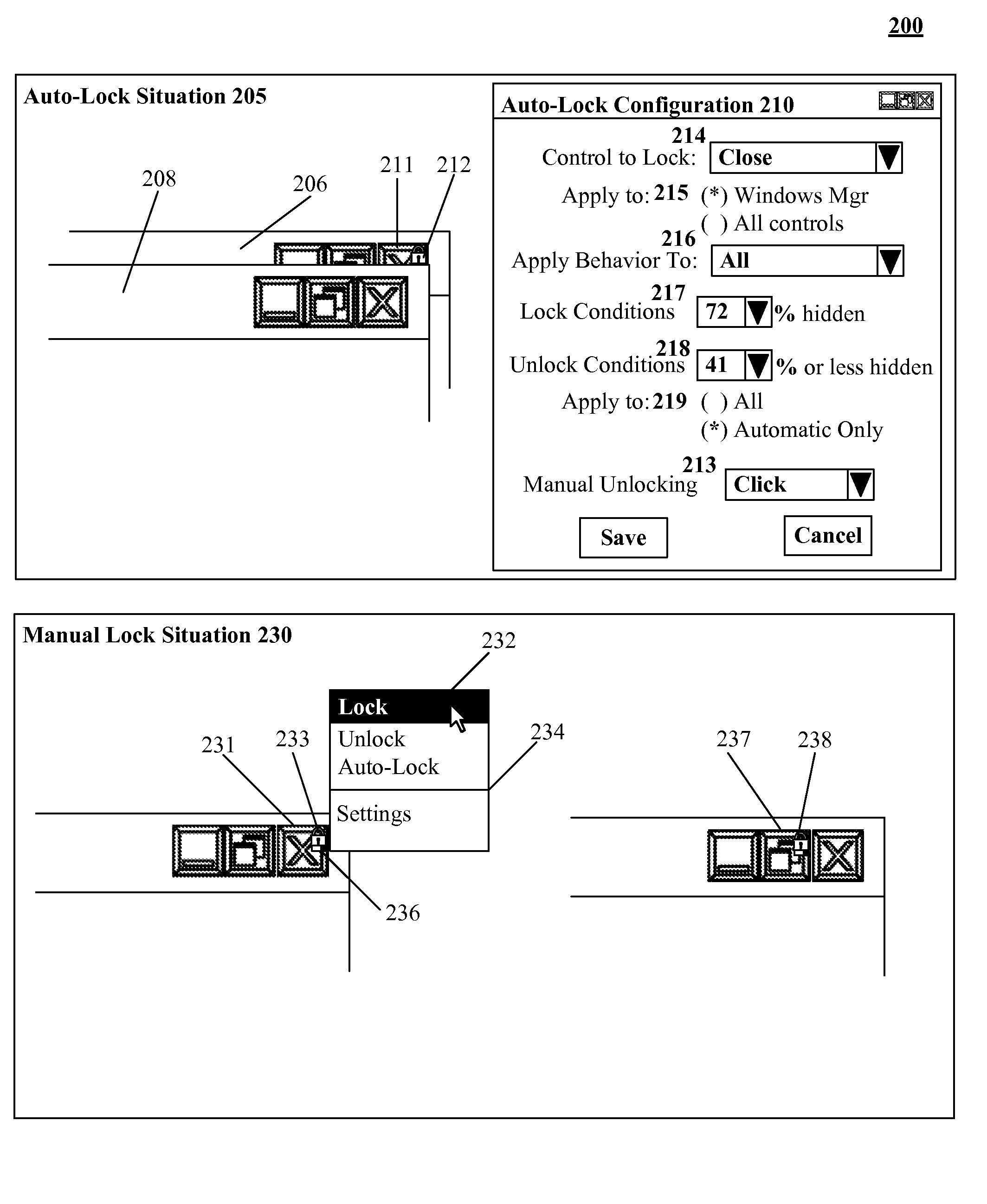 Selectively locking GUI controls to prevent accidental operations in a computing environment