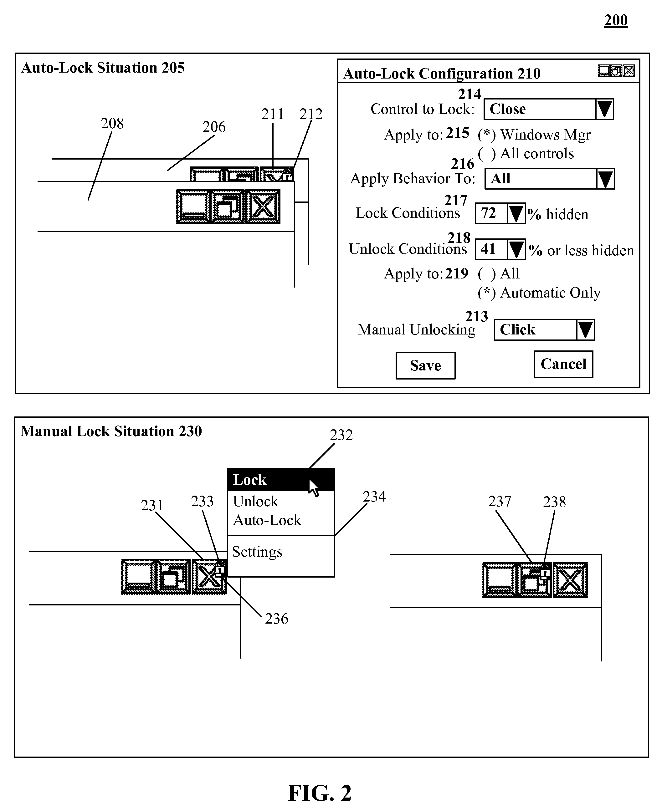 Selectively locking GUI controls to prevent accidental operations in a computing environment