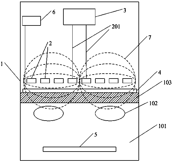 A heating component in an ICP etching device and a method for arranging the heating component