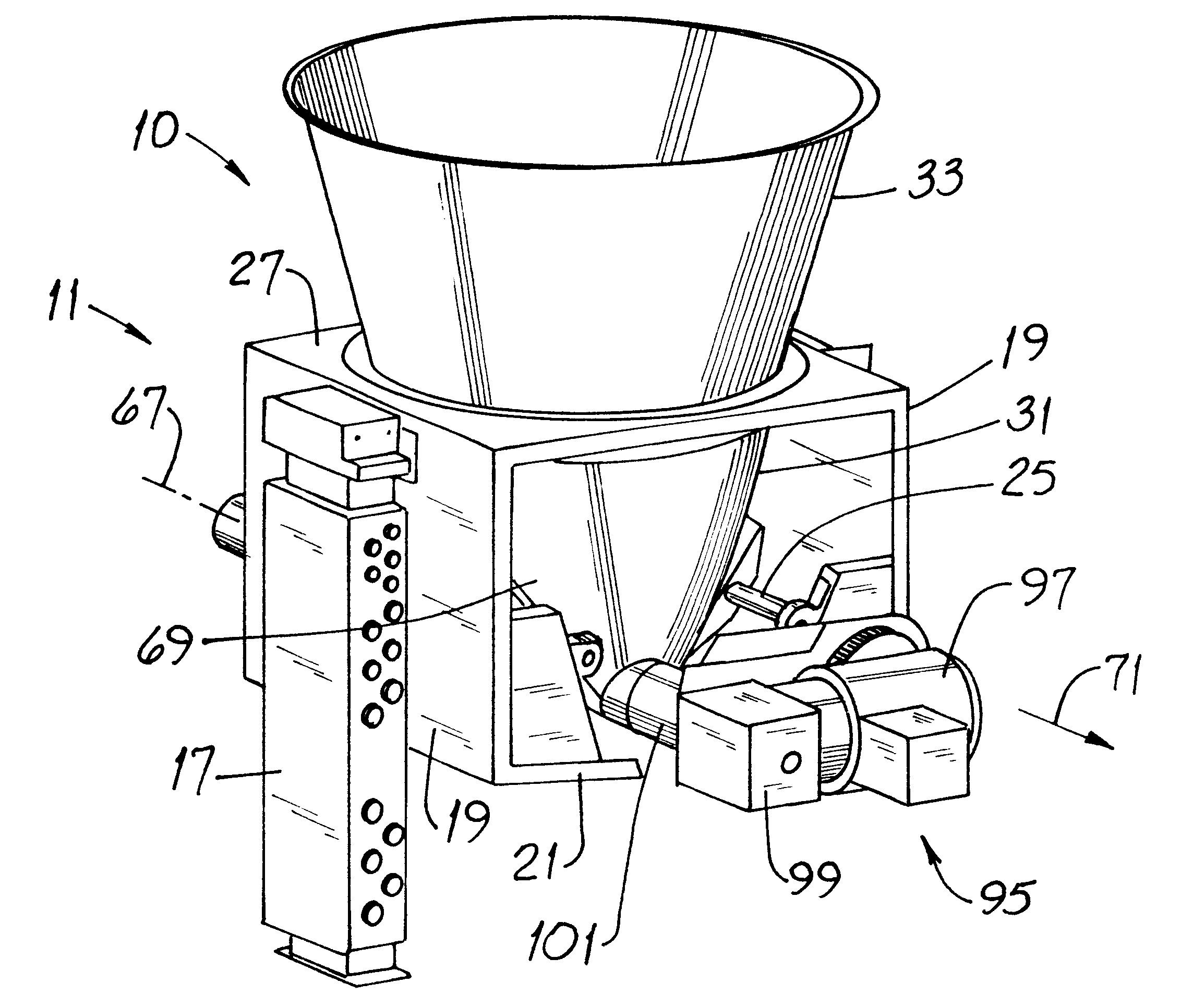 Bulk-solid metering system with laterally removable feed hopper
