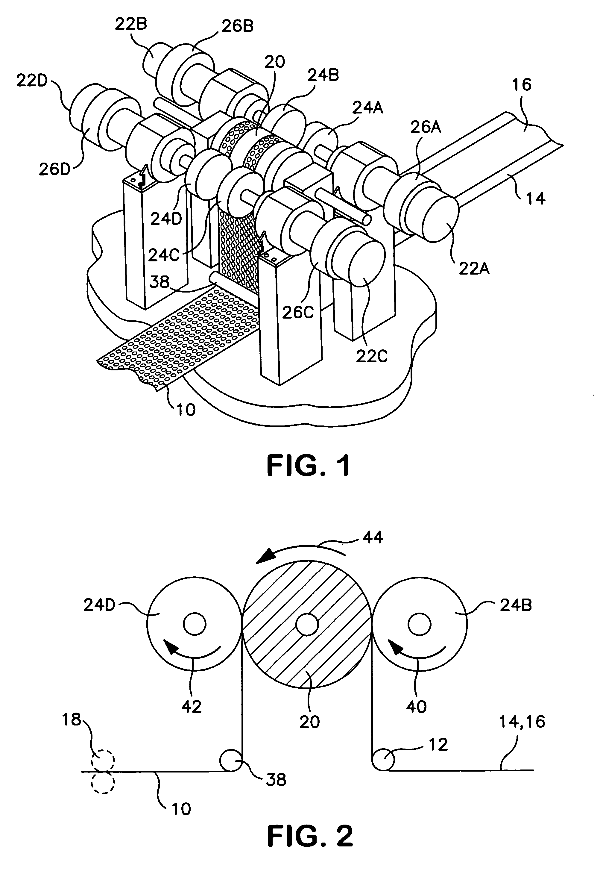 Embossing or bonding device containing facetted impression elements