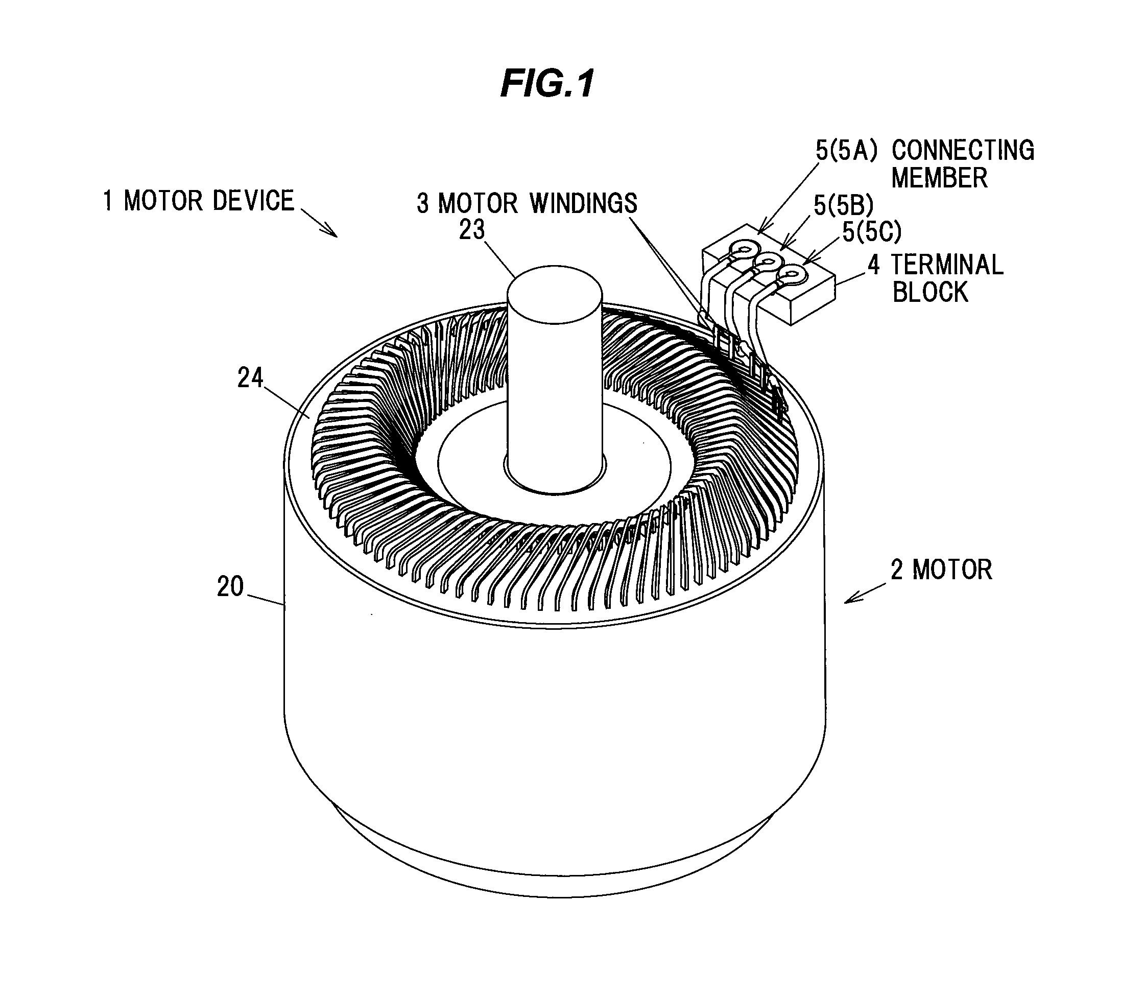 Motor connecting member and motor device