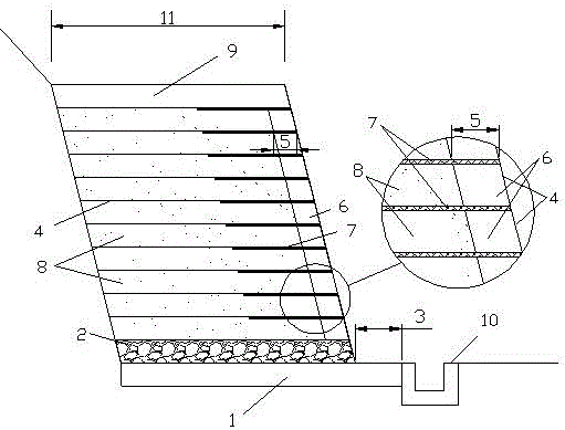 Cement modified soil strengthened geogrid reinforced soil structure and construction method thereof