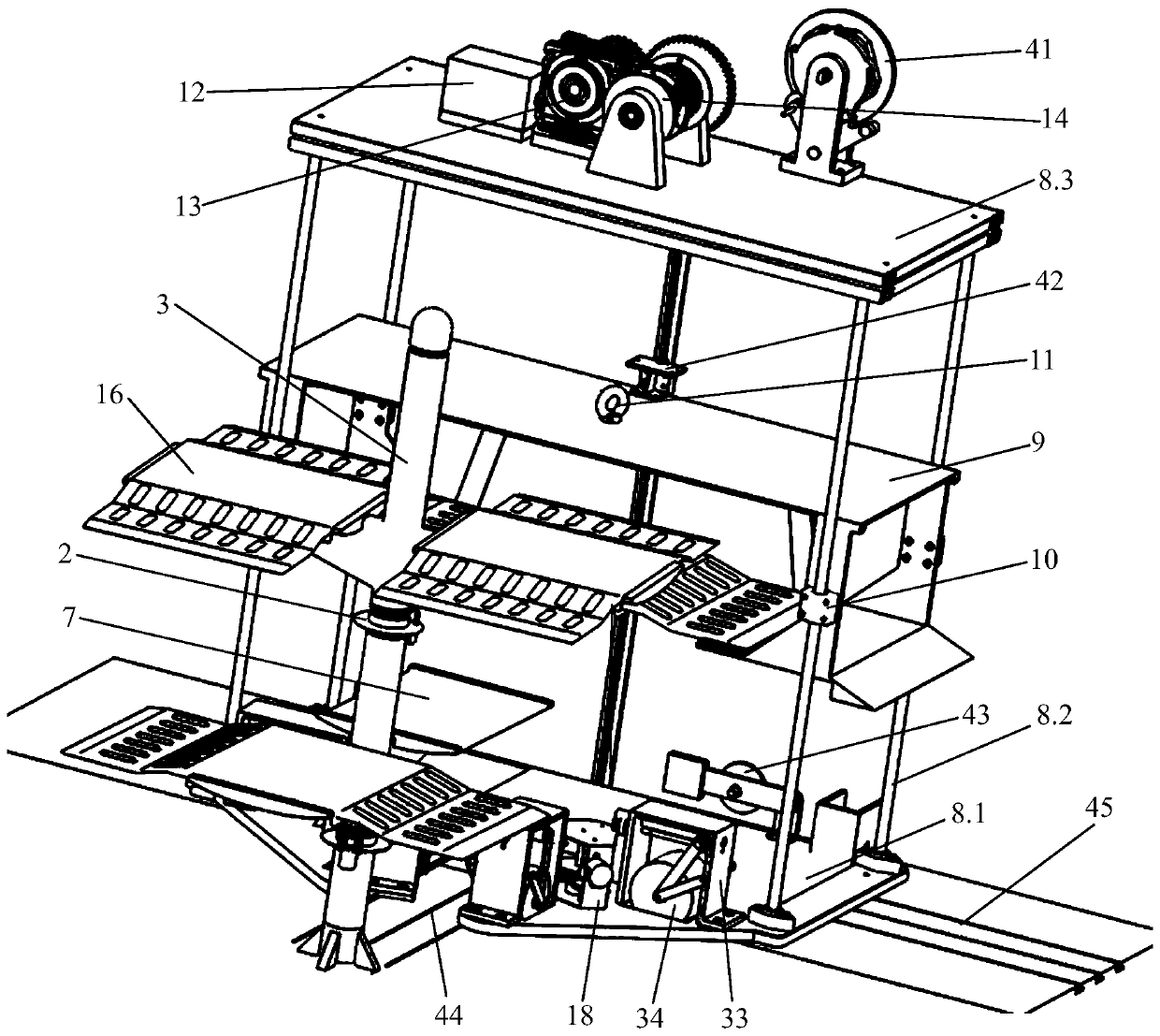 Pillar type multi-storey parking device and usage method