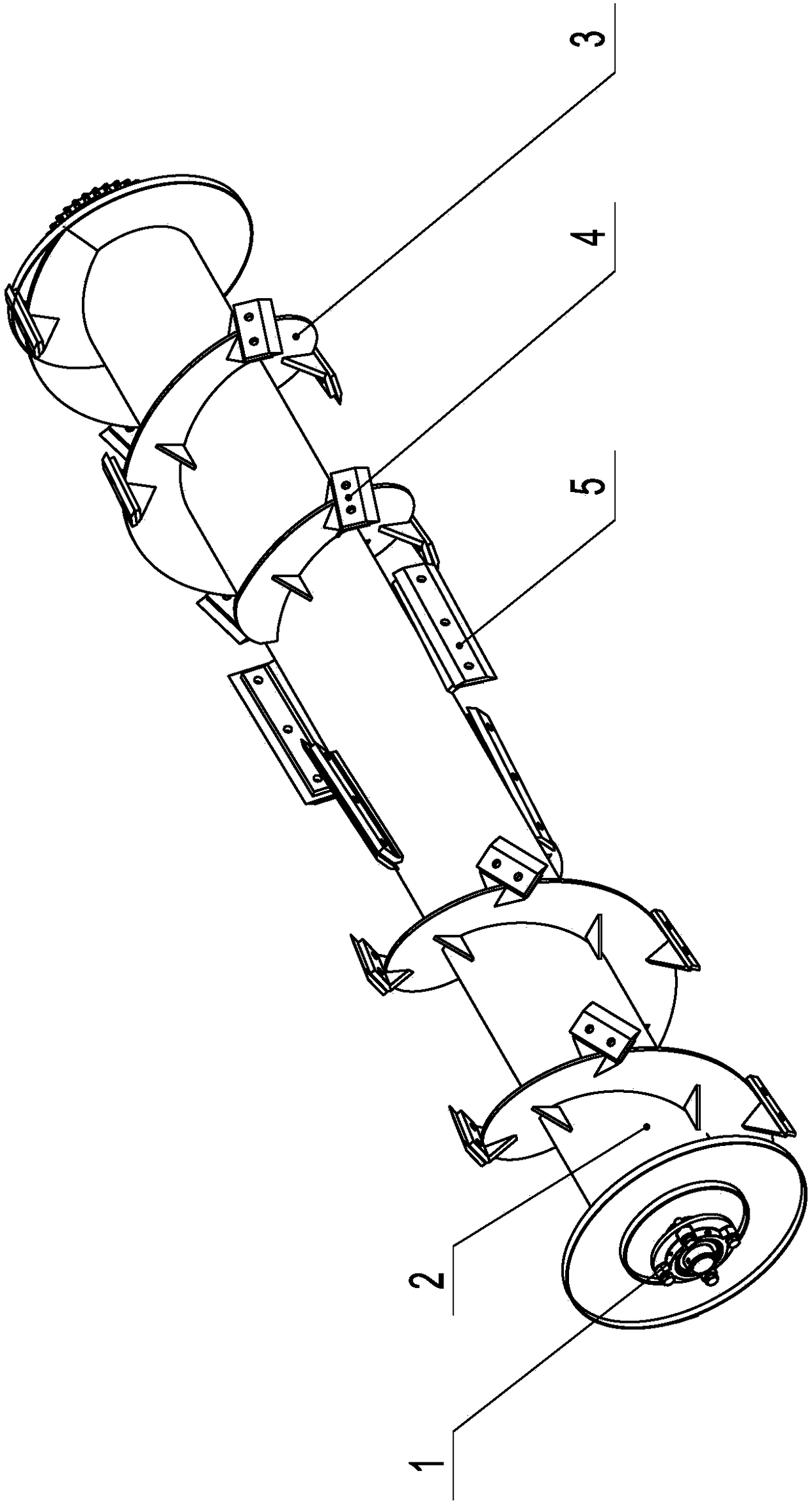 Corn stalk cutting and laying device