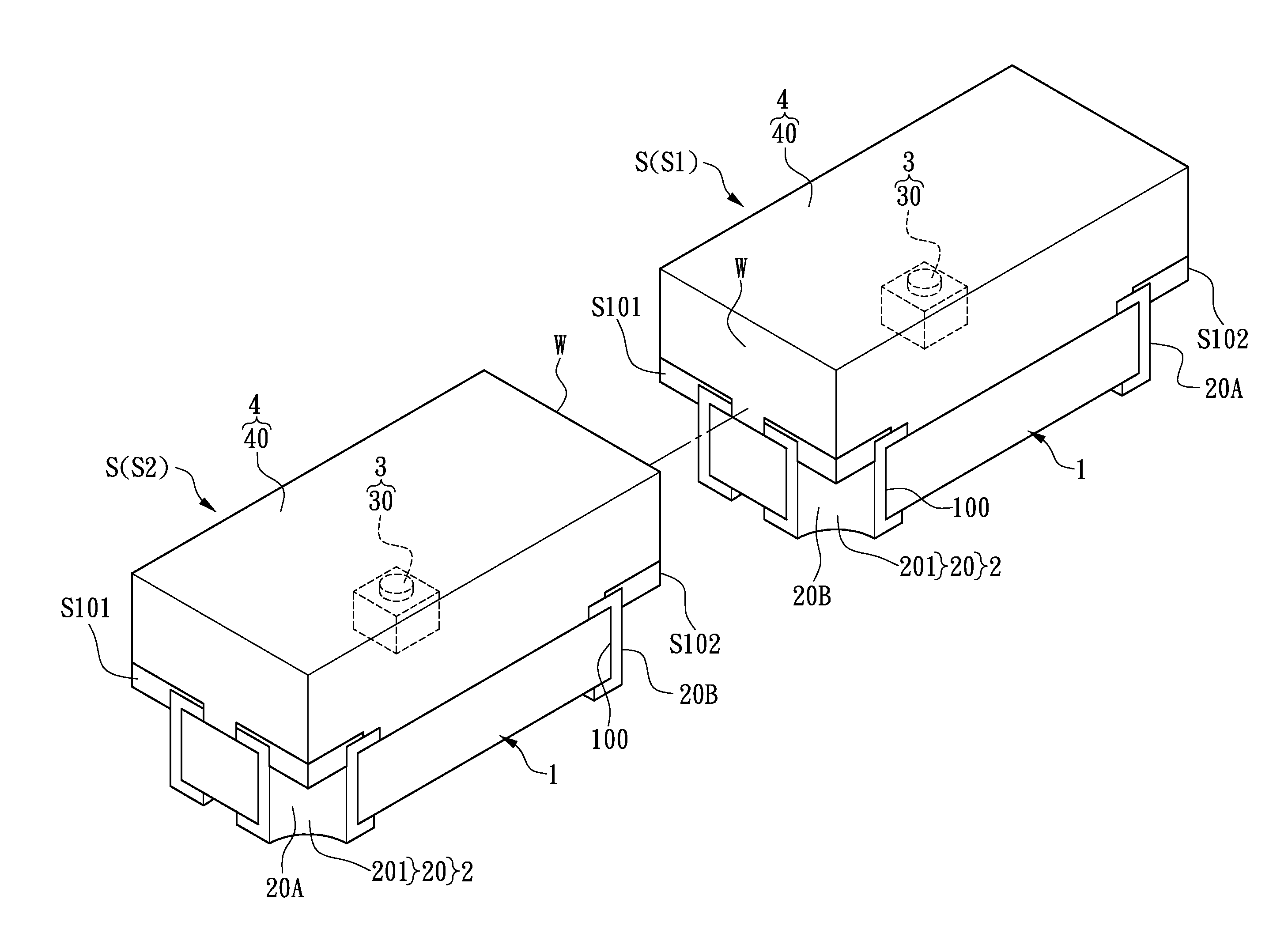 Light-emitting module and method of manufacturing a single light-emitting structure thereof
