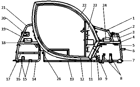 Electric vehicle frame with front-middle-rear three-section type structure