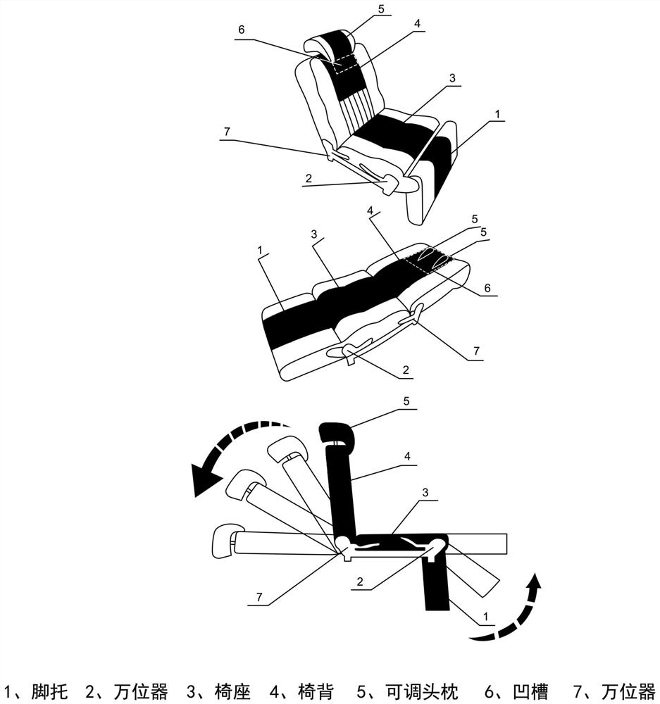 Automobile co-driver seat variable bed