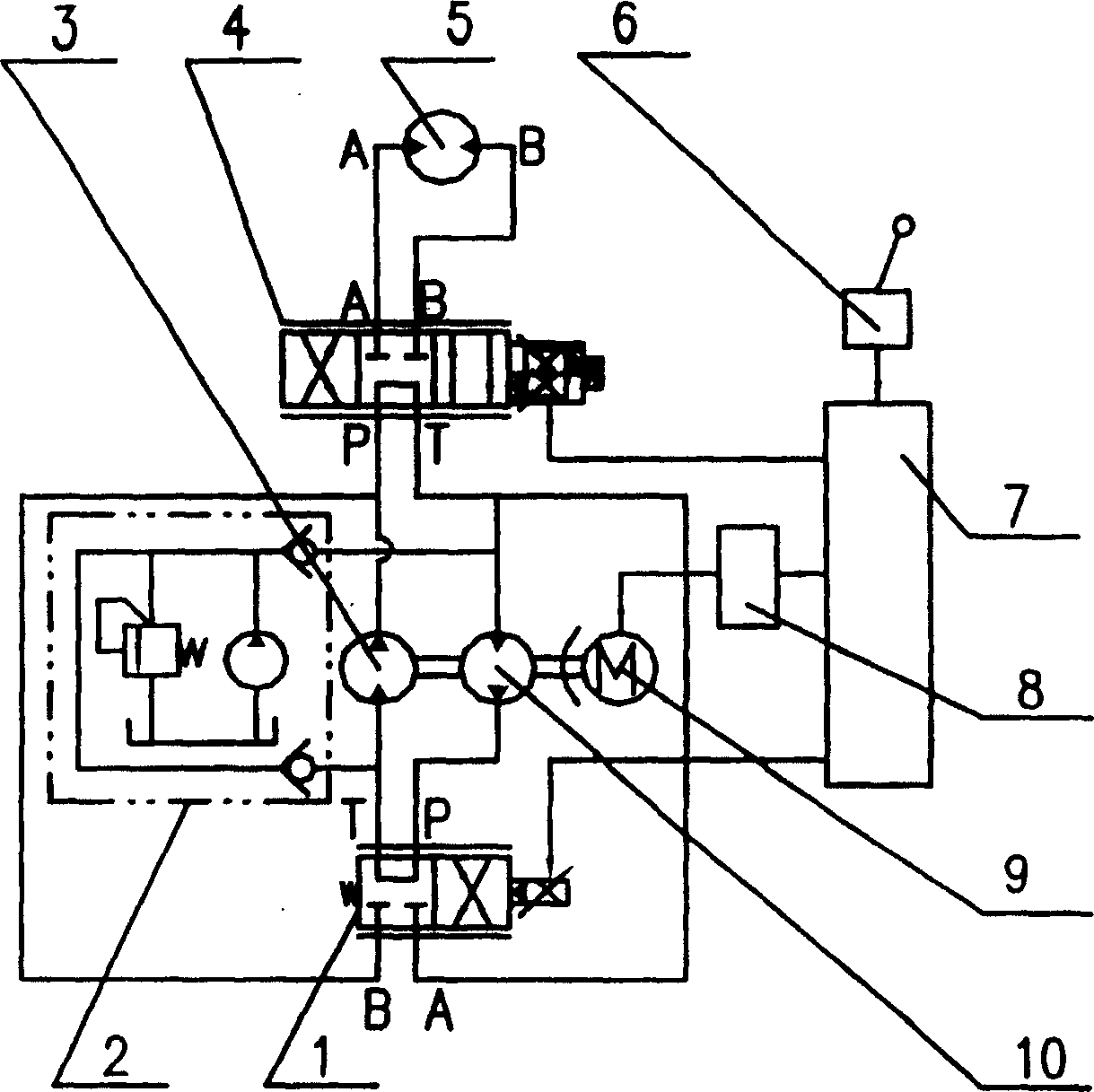 Double pump-motor hydraulic drive system for a hydraulic motor of engineering machinery