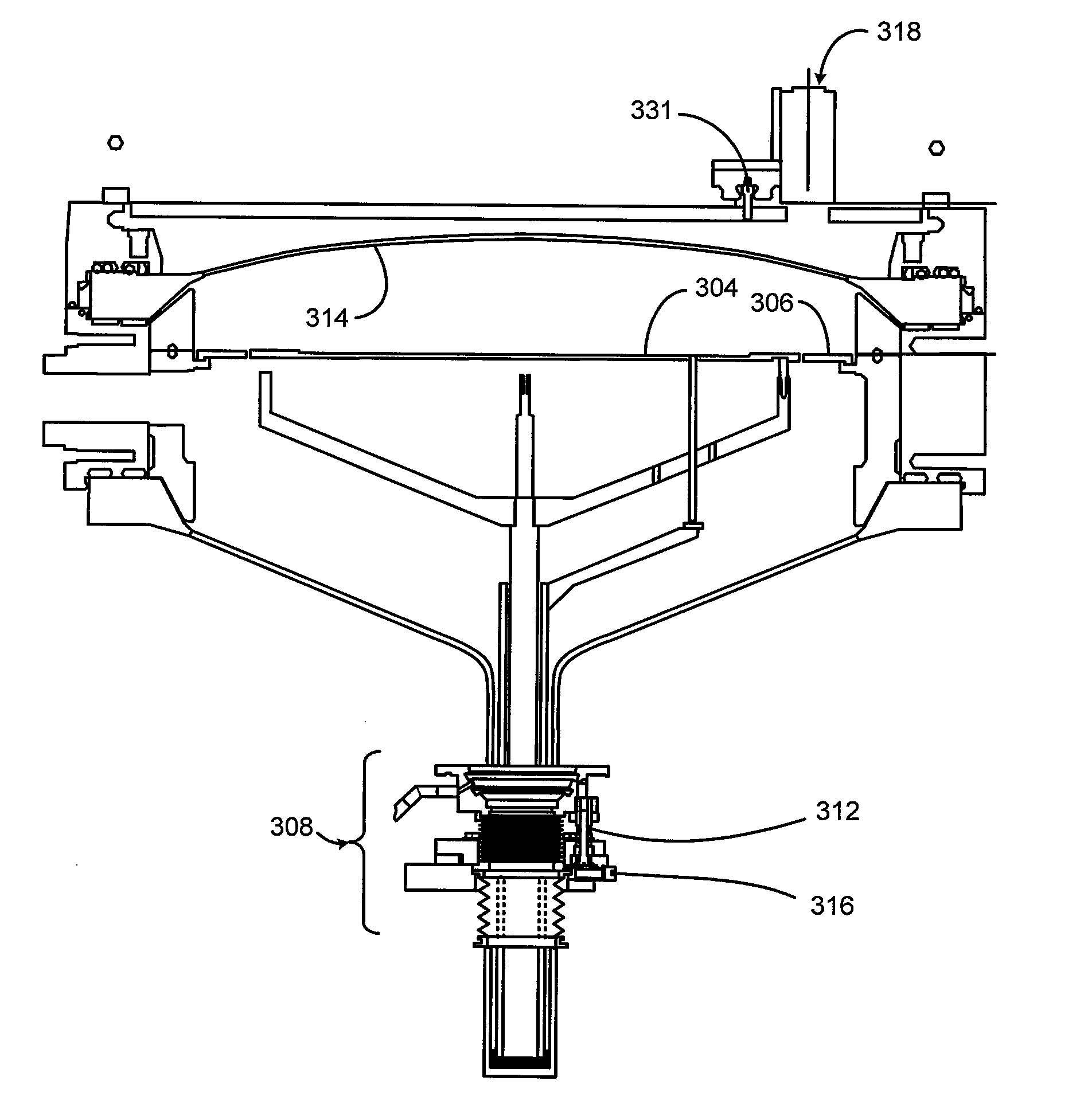 Non-contact substrate support position sensing system and corresponding adjustments