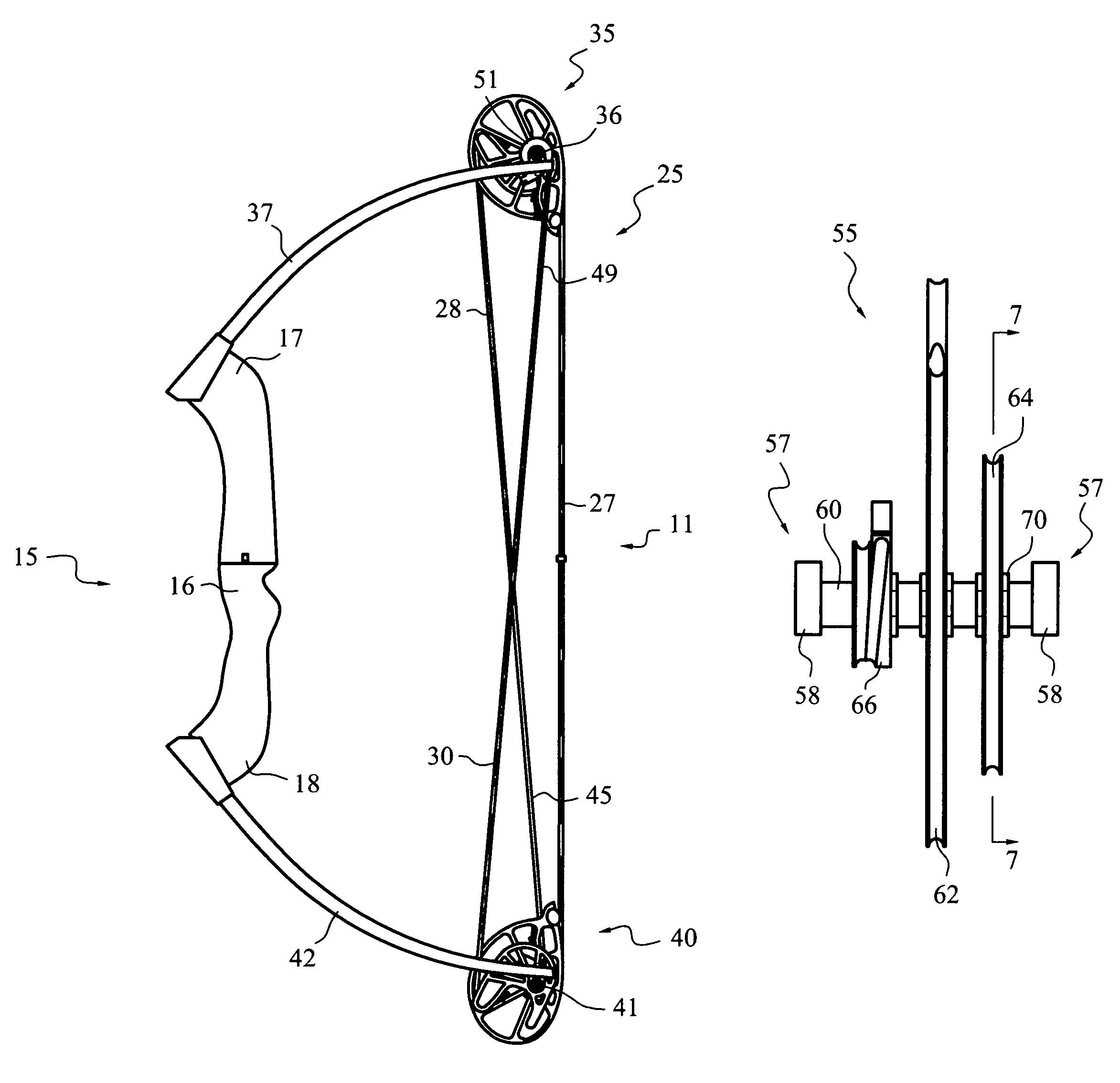 Pulley assembly and axle for compound bows