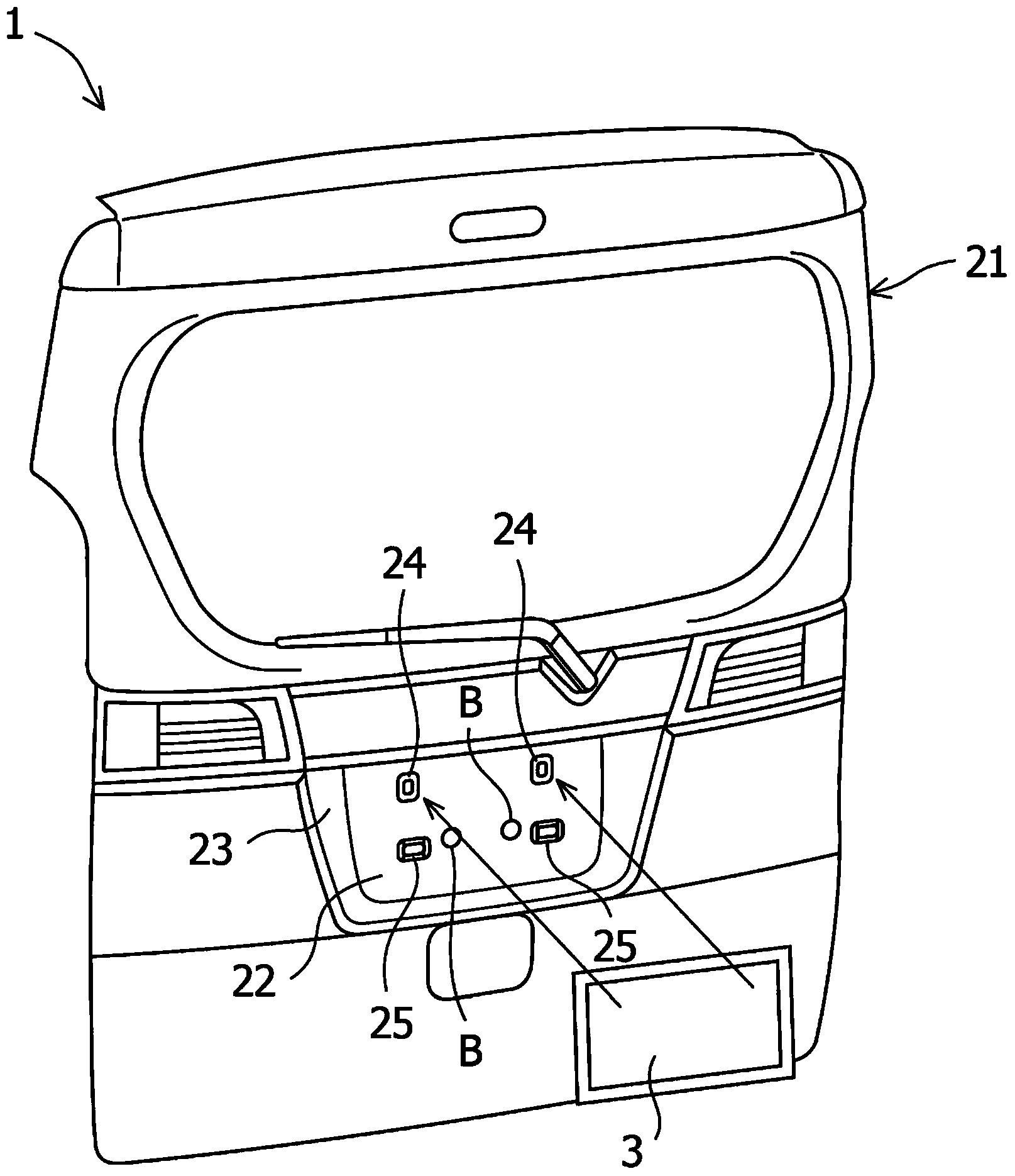 Vehicle rear tail door strengthening structure