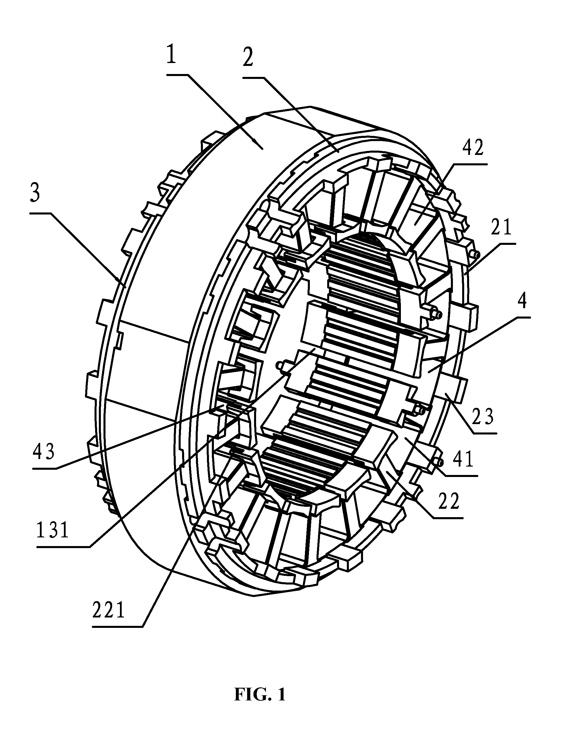 Mounting structure for slot paper in a motor stator