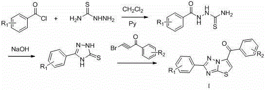 2-phenyl-6-benzoyl-thiazolo[3,2-b][1,2,4]-triazole derivative and application thereof