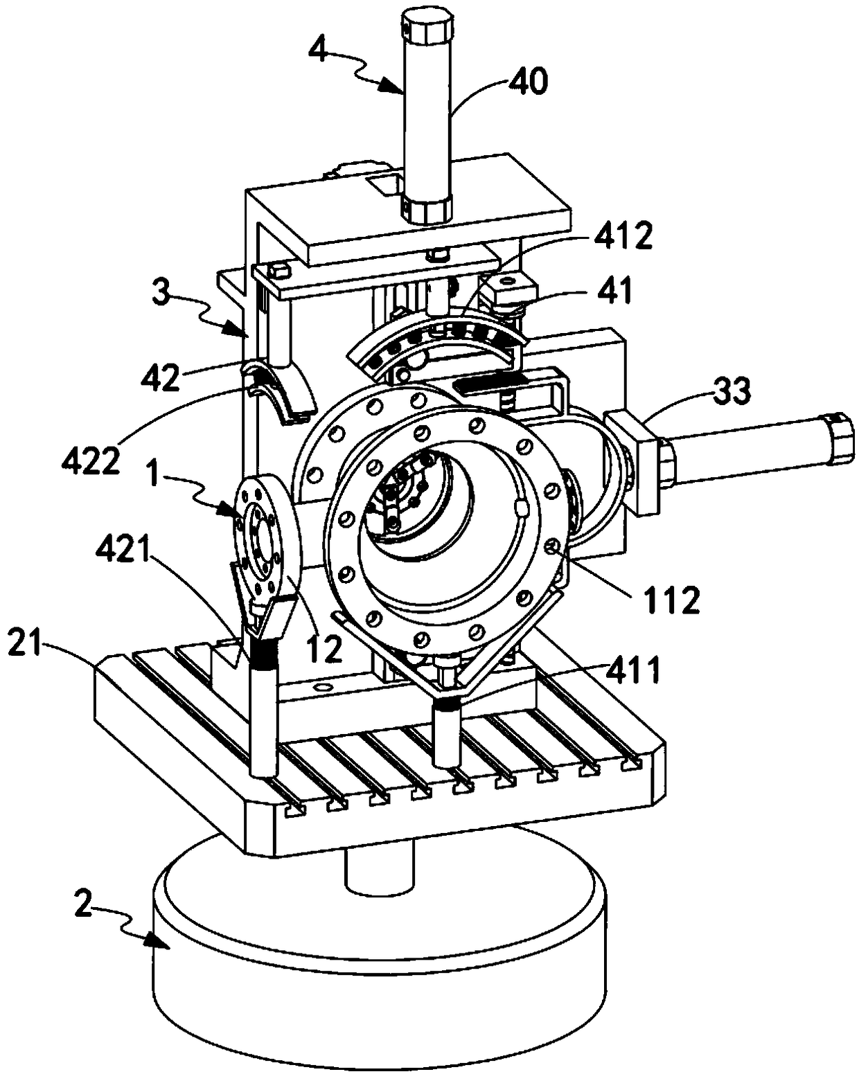 Fourth-axis rotary indexing processing device for special processing center of valve body