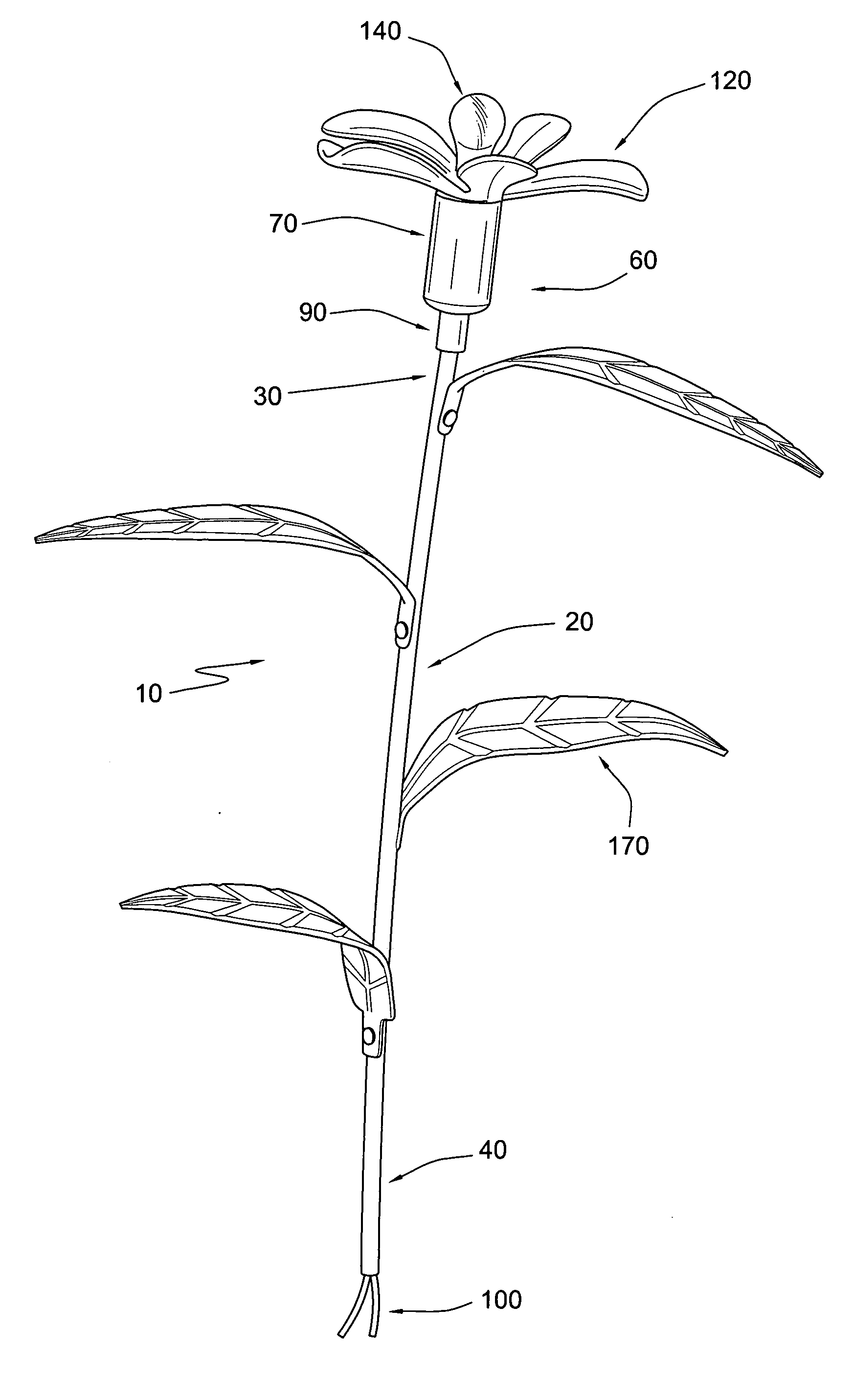 Illuminated artificial flowers and manufacturing and assembly methods thereof