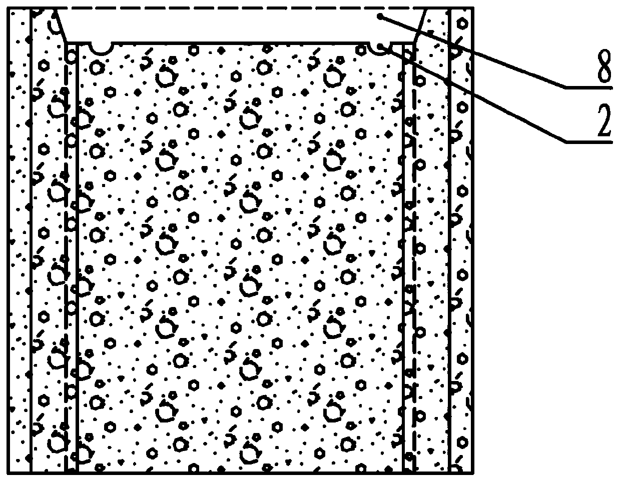 Vertical hole grouting type building block its construction process thereof