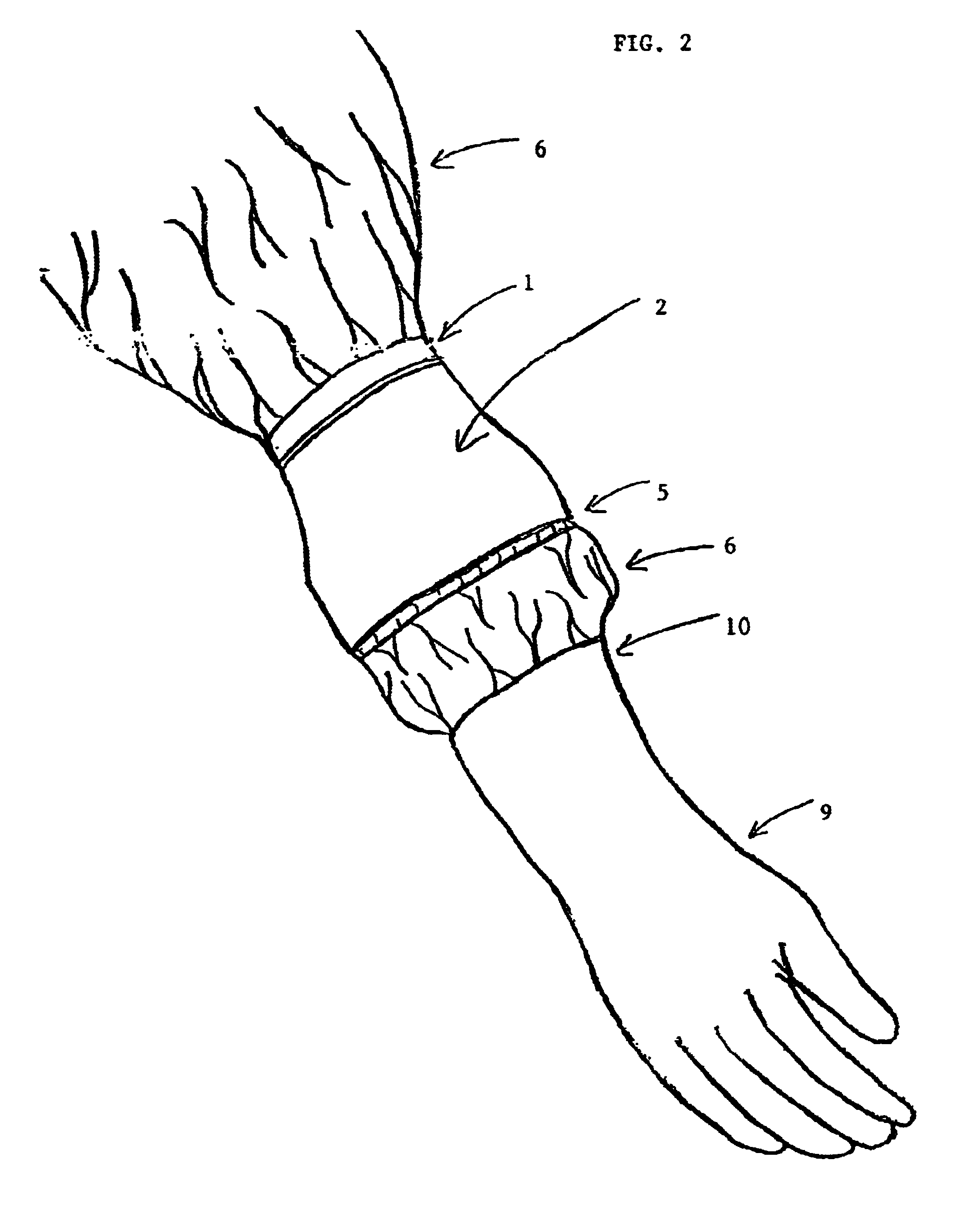 Elastic flap with sleeve and glove for liquid impervious seal