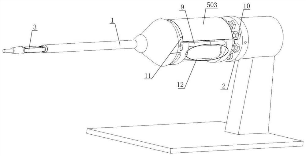 A wind tunnel tail strut structure suitable for active vibration reduction in low temperature environment