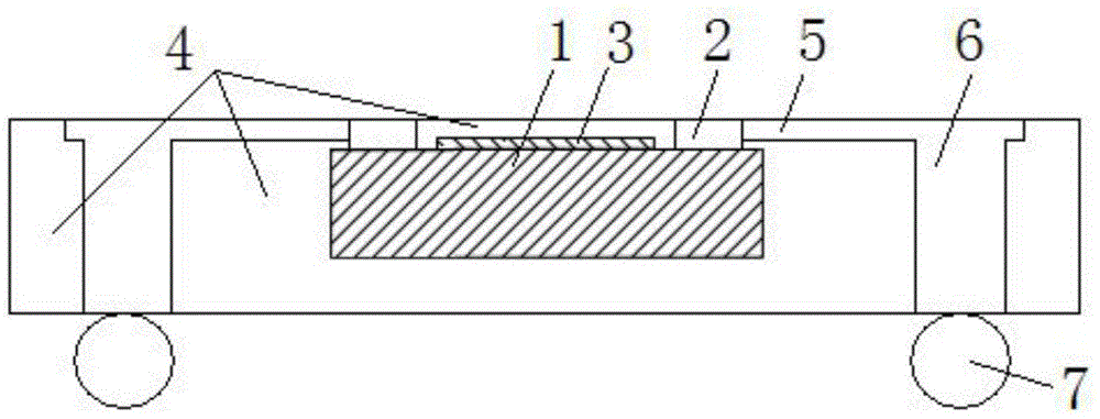 Embedded sensing chip encapsulation structure with vertical through hole and manufacturing method thereof