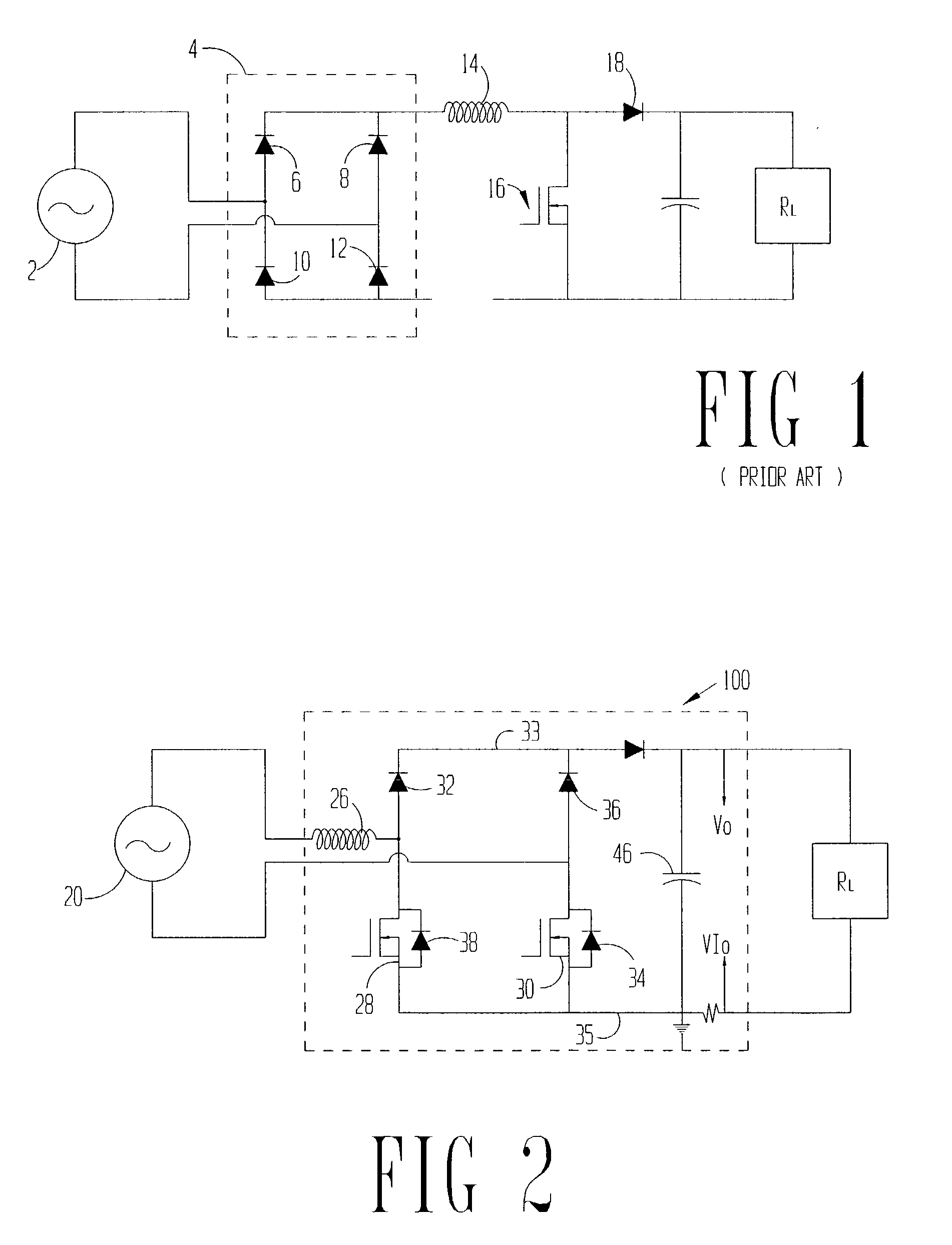 Power supply with integrated bridge and boost circuit