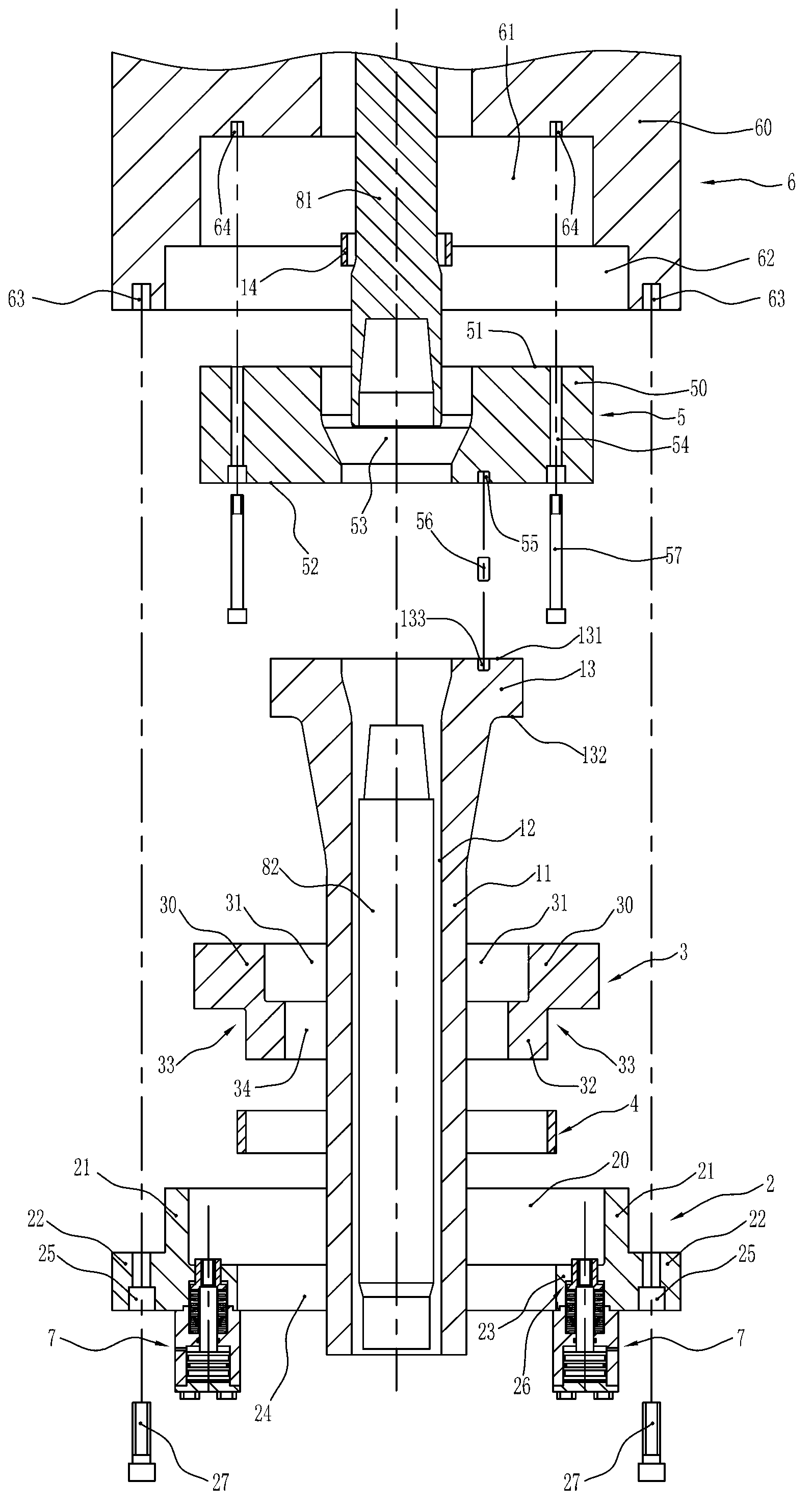 Fixing device for extrusion rod of extruding machine