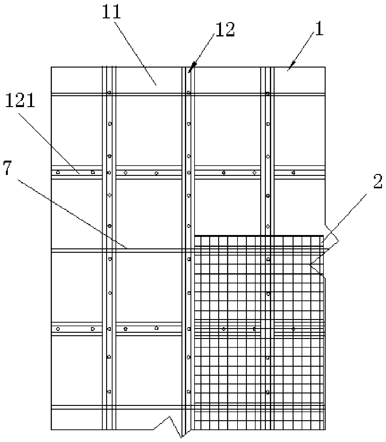 Non-bearing reinforced mesh and thin steel plate sandwich composite wall and manufacturing method thereof