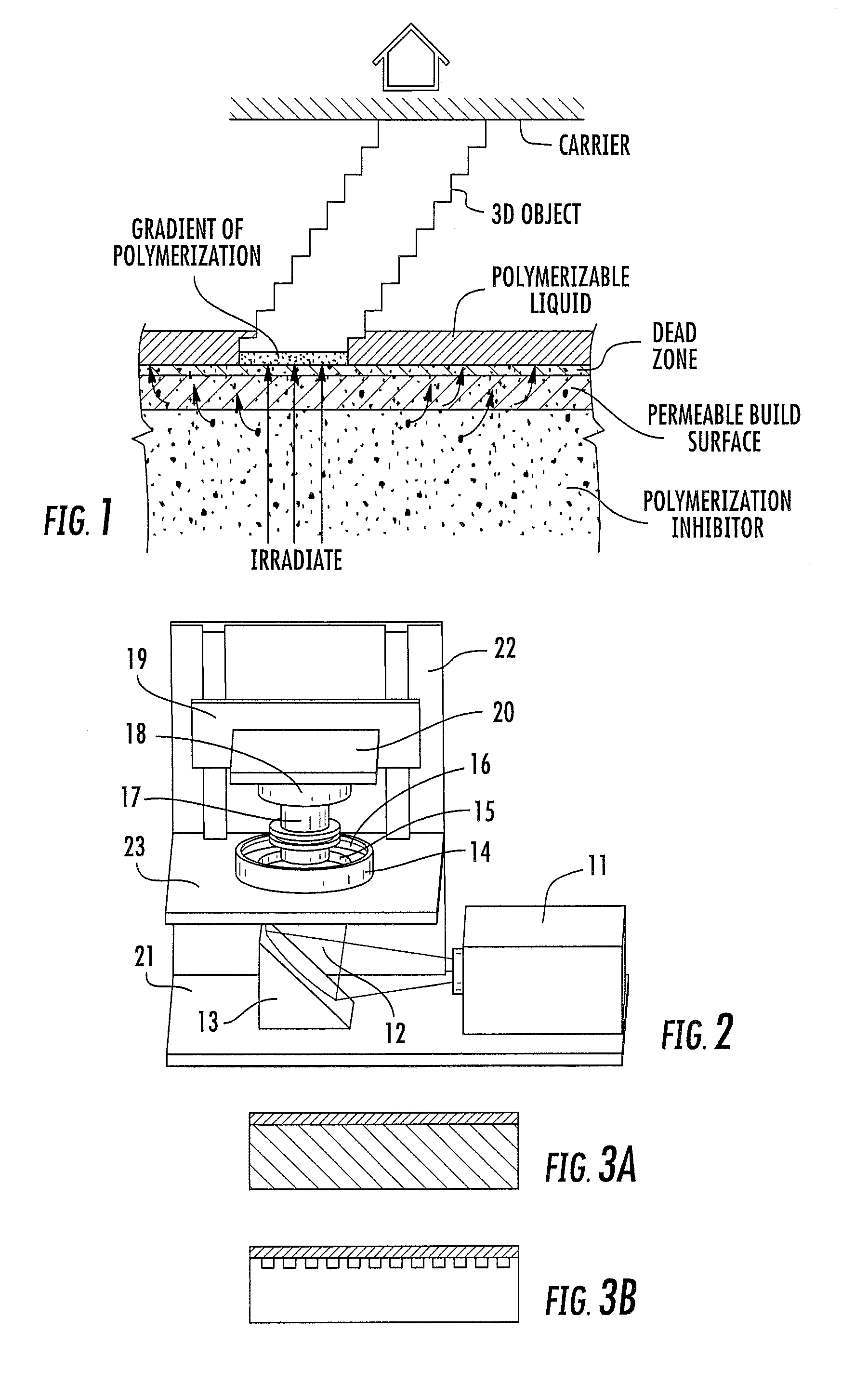 Method and apparatus for three-dimensional fabrication with feed through carrier