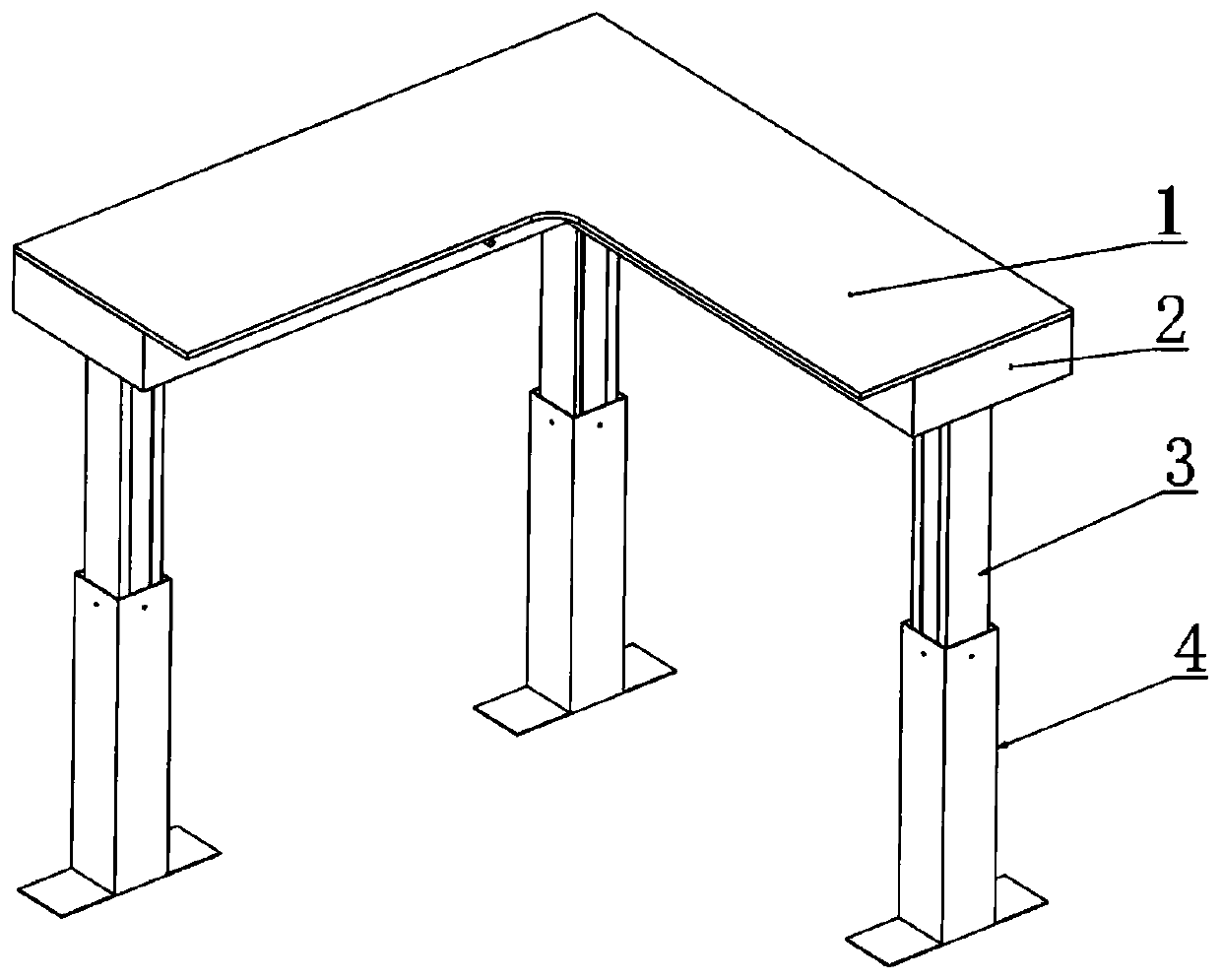 A mechanical three-leg automatic lifting table and its adjustment method