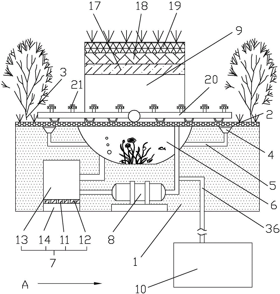 Rainwater collecting system for roof garden and construction method