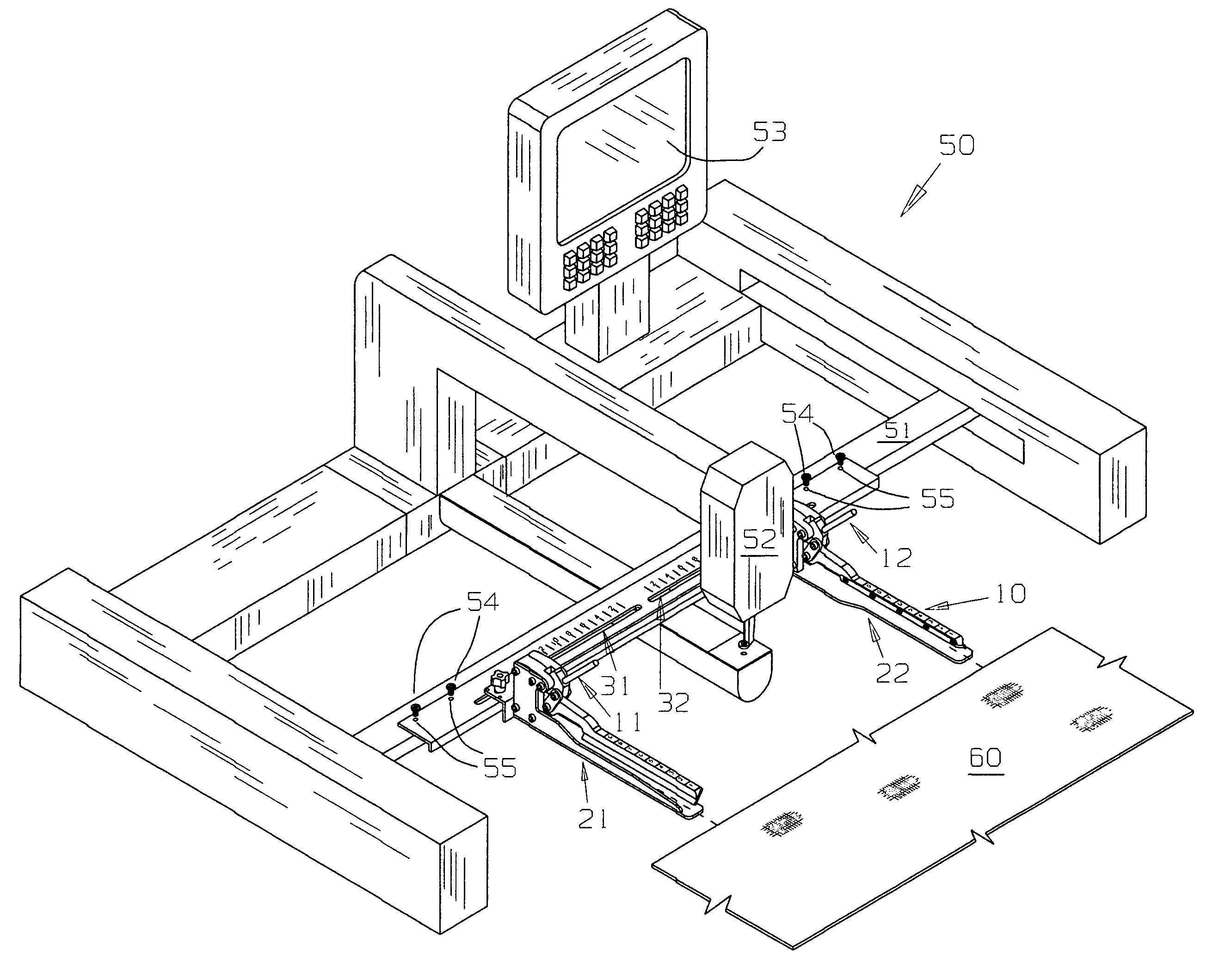 Clamping device for a sewing machine and method