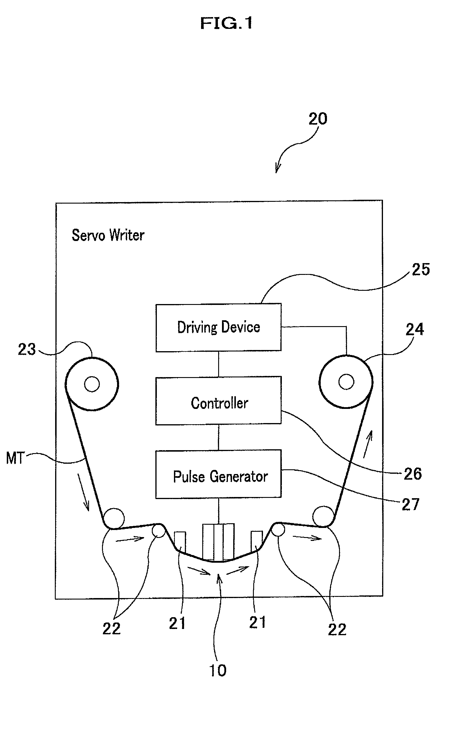 Magnetic head assembly with at least one guide block set back from sliding surface of servo signal recording head